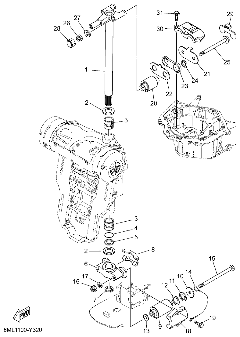 Yamaha F350BST, FL350BST BRACKET 4 parts diagram